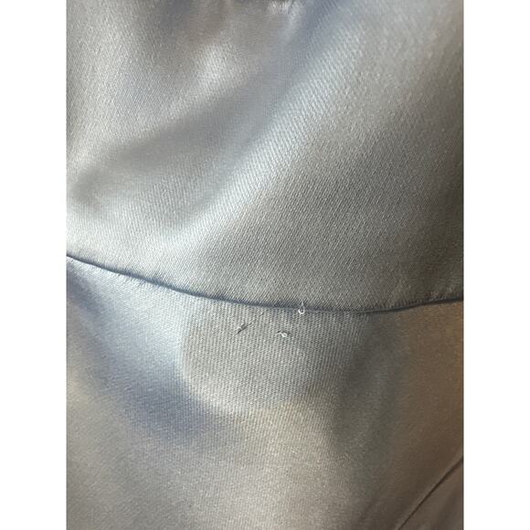 Mac Duggal Powder Blue Satin High Slit Gown Size 8 Evening Dress - Picture 14 of 15